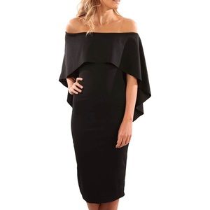 NEW, never worn black cape dress - L